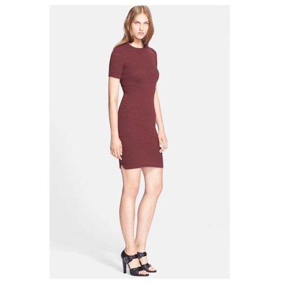 ALEXANDER WANG Shrunken Tee Sweater Dress, Maroon - Picture 2 of 9